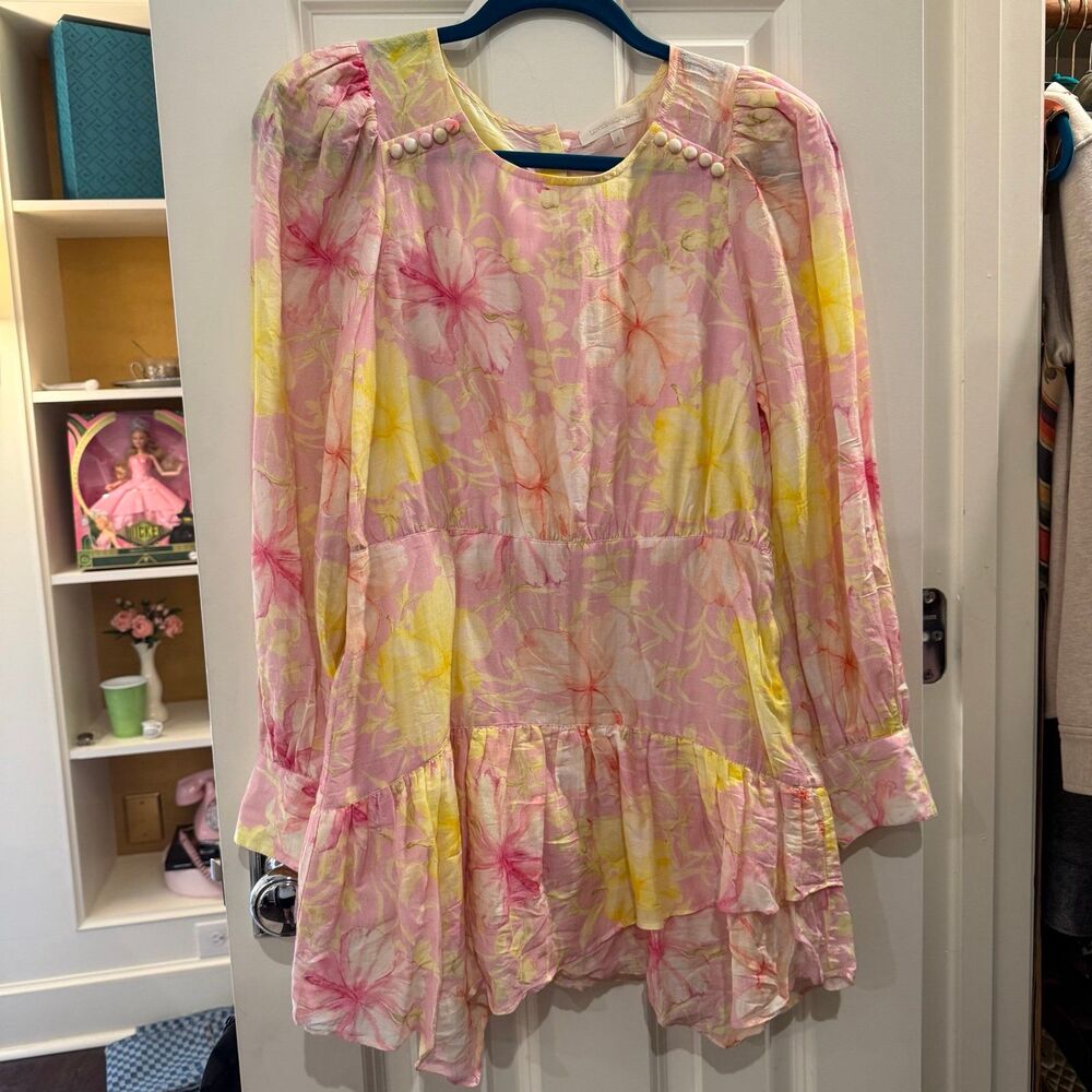 Loveshackfancy Renate Dress Light Berry Tea Hawaiian Flowers Small Coconut Girl